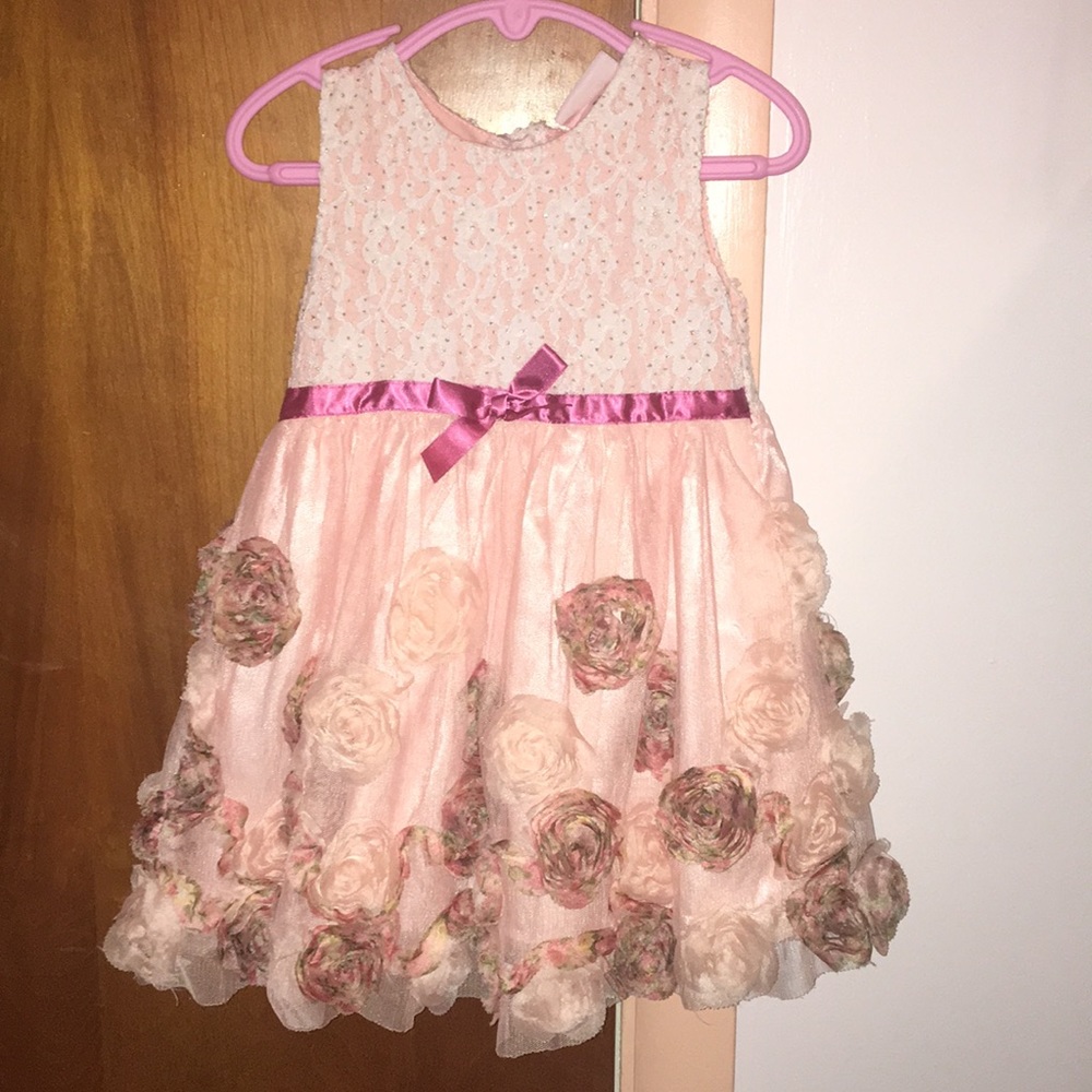 24M Easter formal dress pink white lace tulle